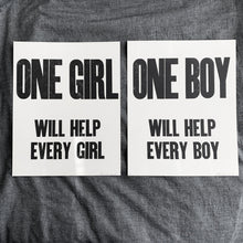 Load image into Gallery viewer, Overheard Letterpress prints- One Boy One Girl set