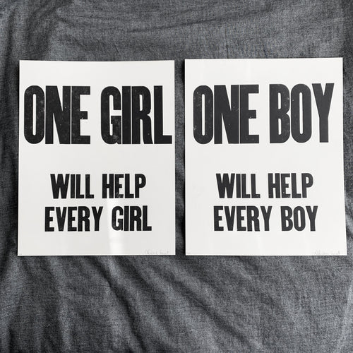 Overheard Letterpress prints- One Boy One Girl set